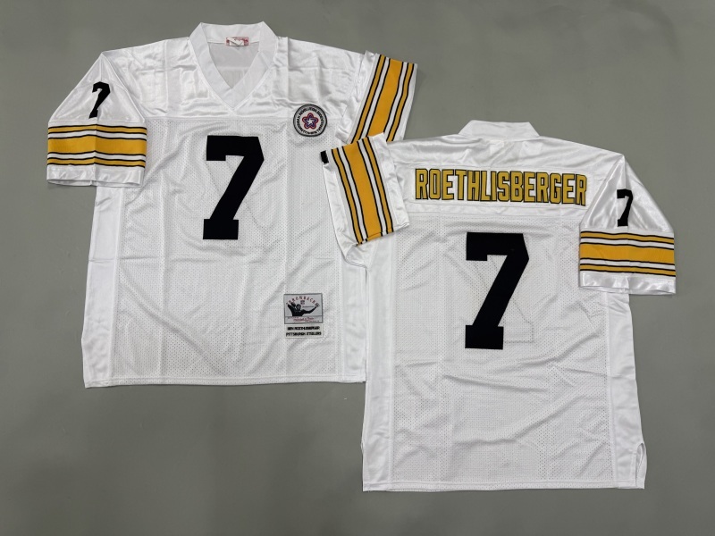 Men 2025 Pittsburgh Steelers #7 Roethlisberger white Throwback Limited NFL Jersey style 002->pittsburgh steelers->NFL Jersey